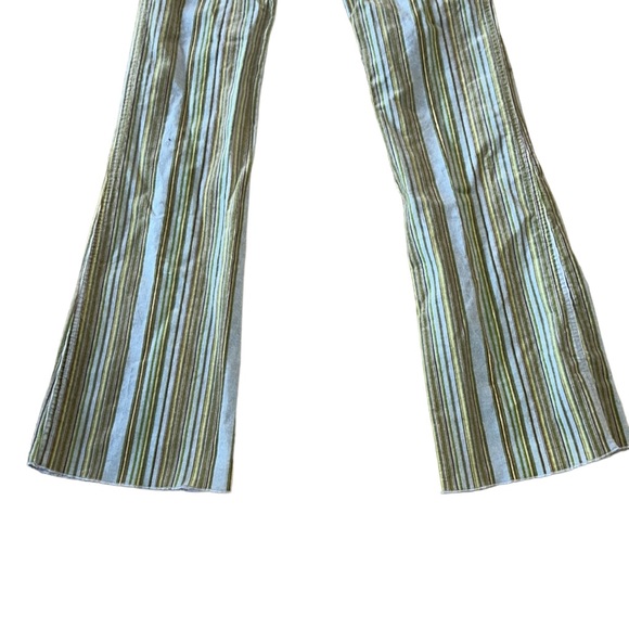 Hale Bob Vintage Retro Lace Up Striped Embroidered Corduroy Flared Pants - 2 - Picture 7 of 11